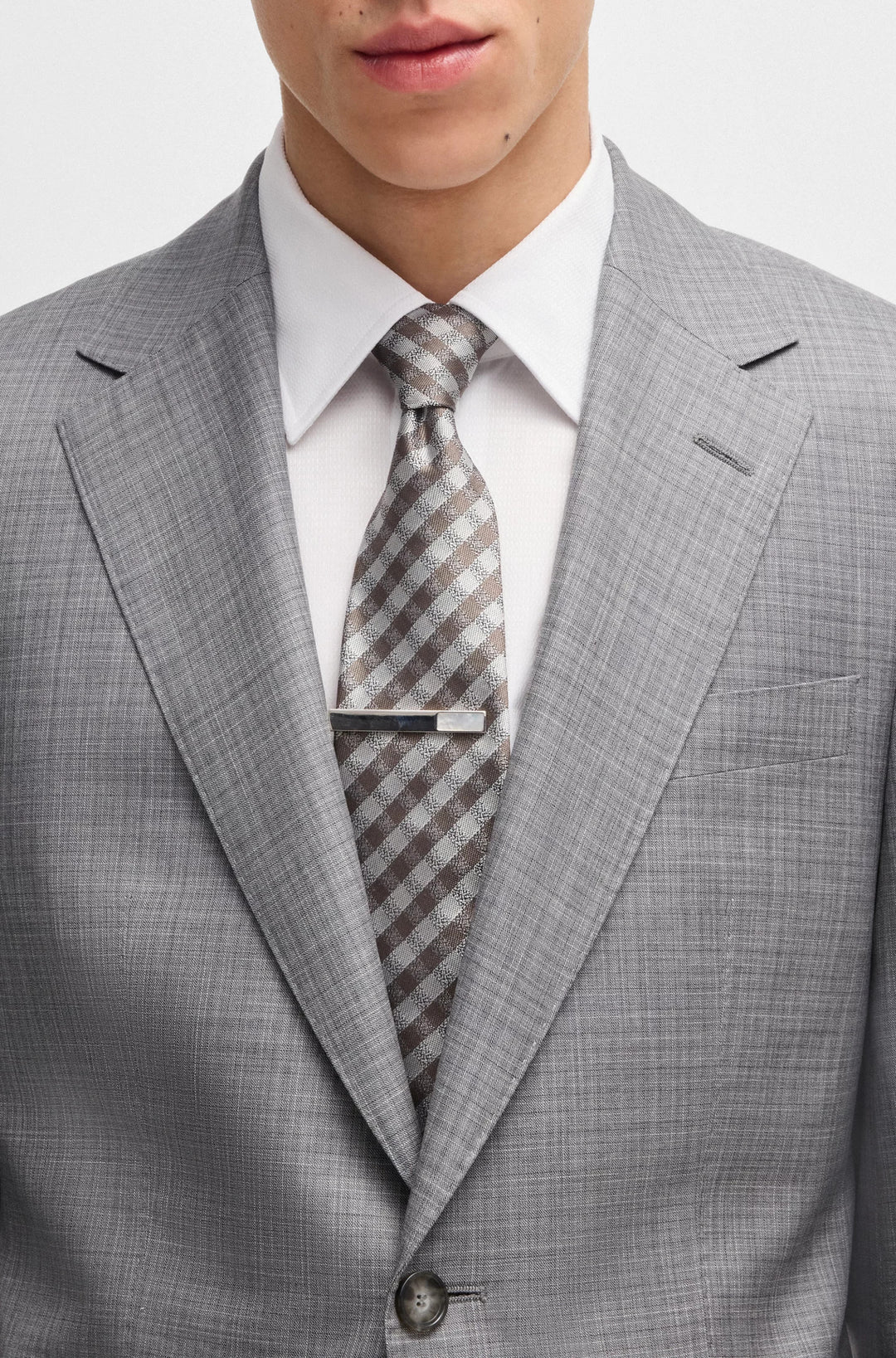 Boss Regular-fit suit in wool and silk