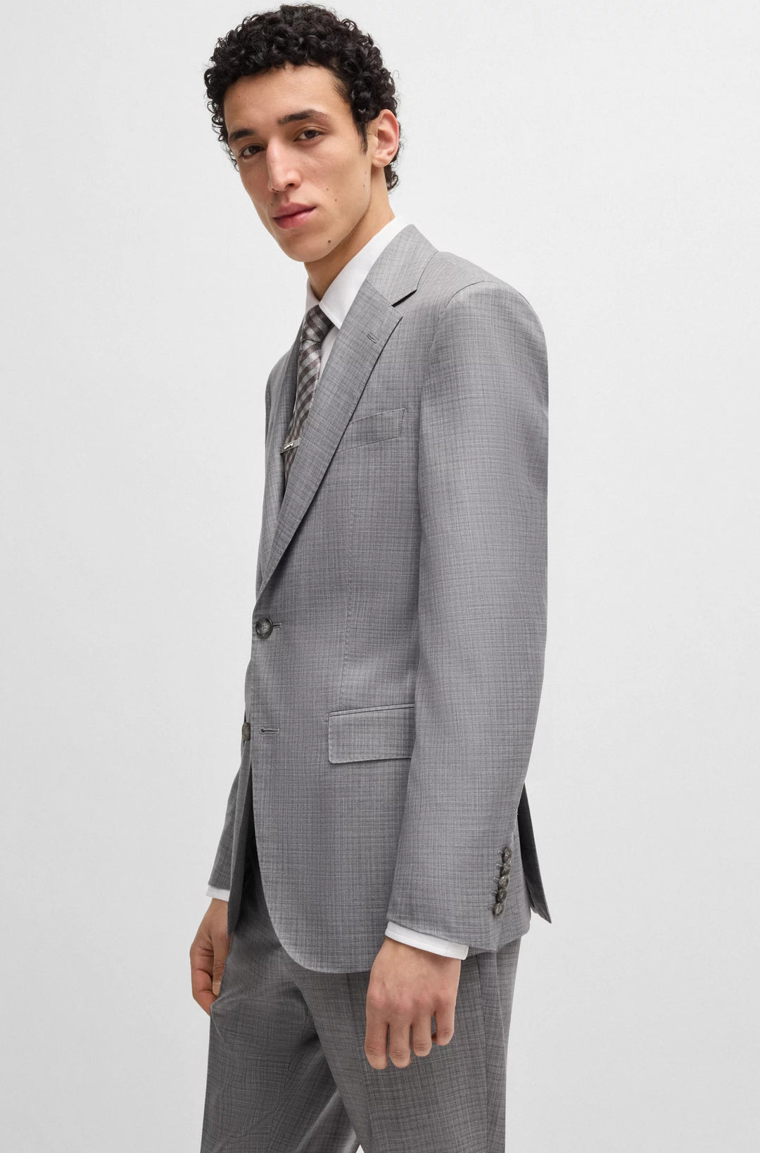 Boss Regular-fit suit in wool and silk