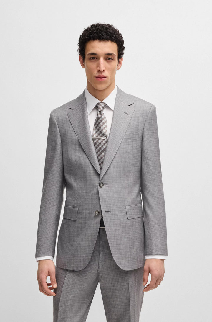 Boss Regular-fit suit in wool and silk