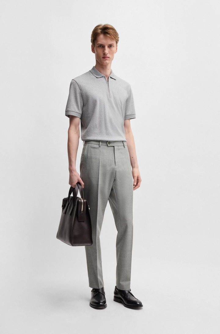 Boss Washable relaxed-fit trousers in stretch twill with wool