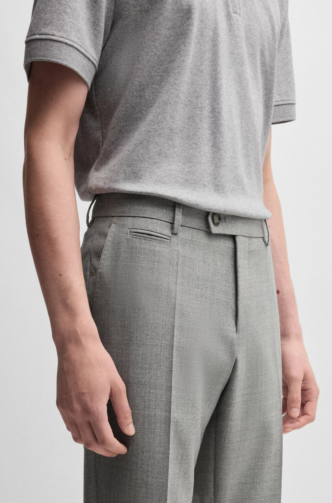 Boss Washable relaxed-fit trousers in stretch twill with wool
