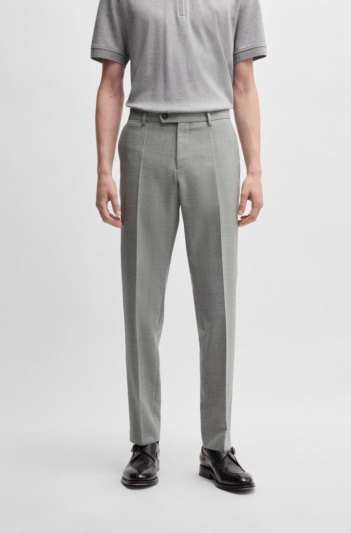 Boss Washable relaxed-fit trousers in stretch twill with wool