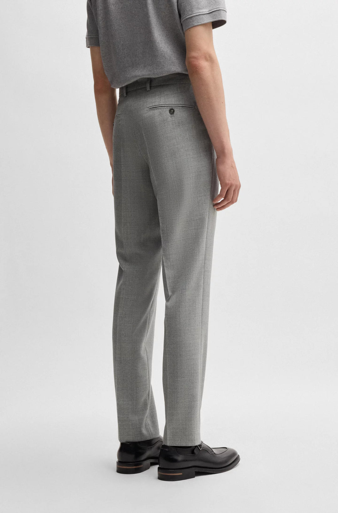 Boss Washable relaxed-fit trousers in stretch twill with wool