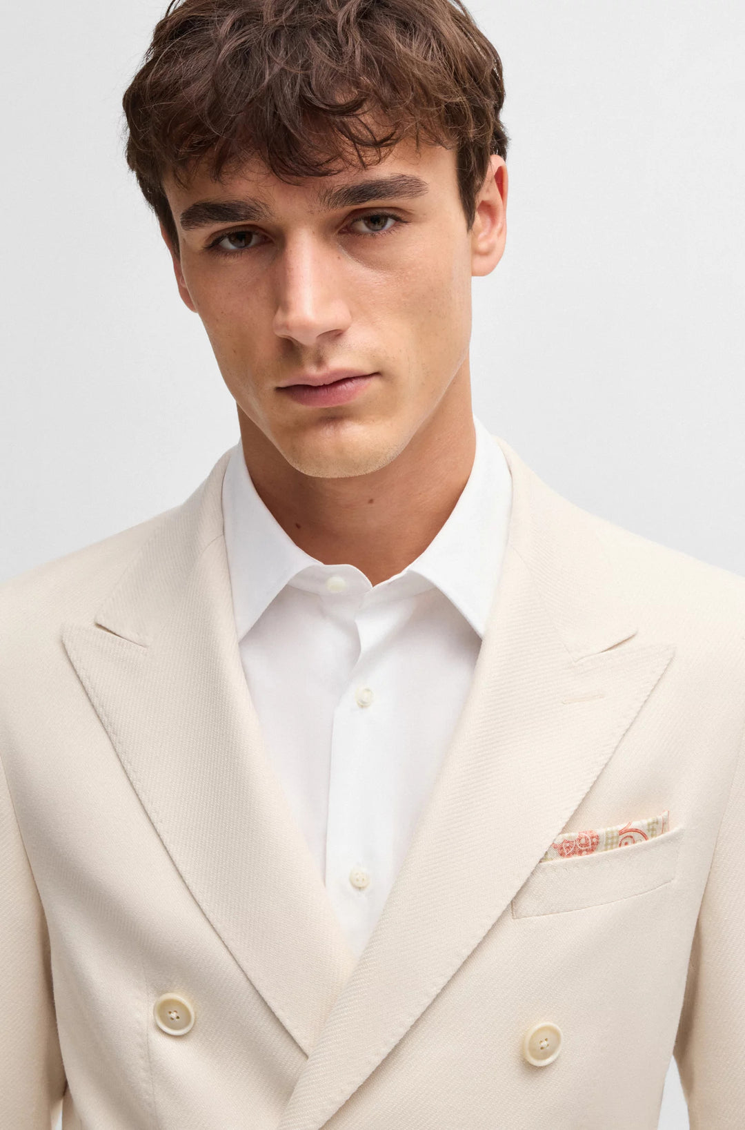 Boss Slim-fit blazer in patterned silk and cashmere