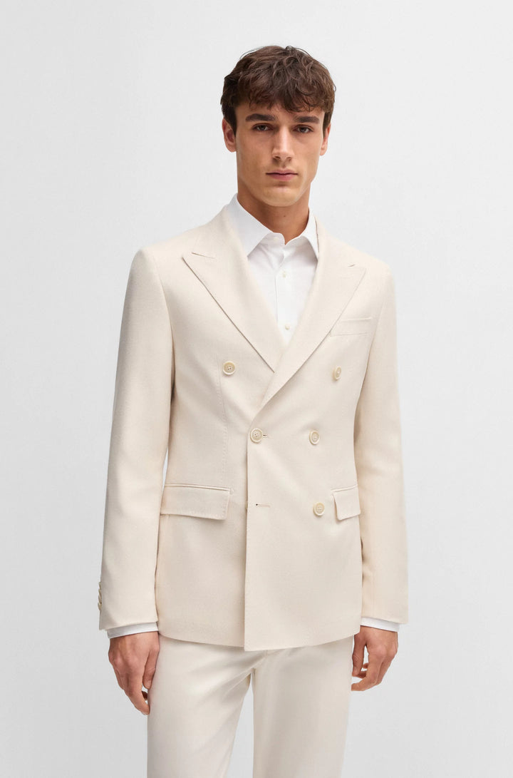 Boss Slim-fit blazer in patterned silk and cashmere