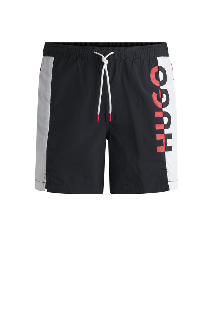 Hugo Color-blocked swim shorts with two-tone logo