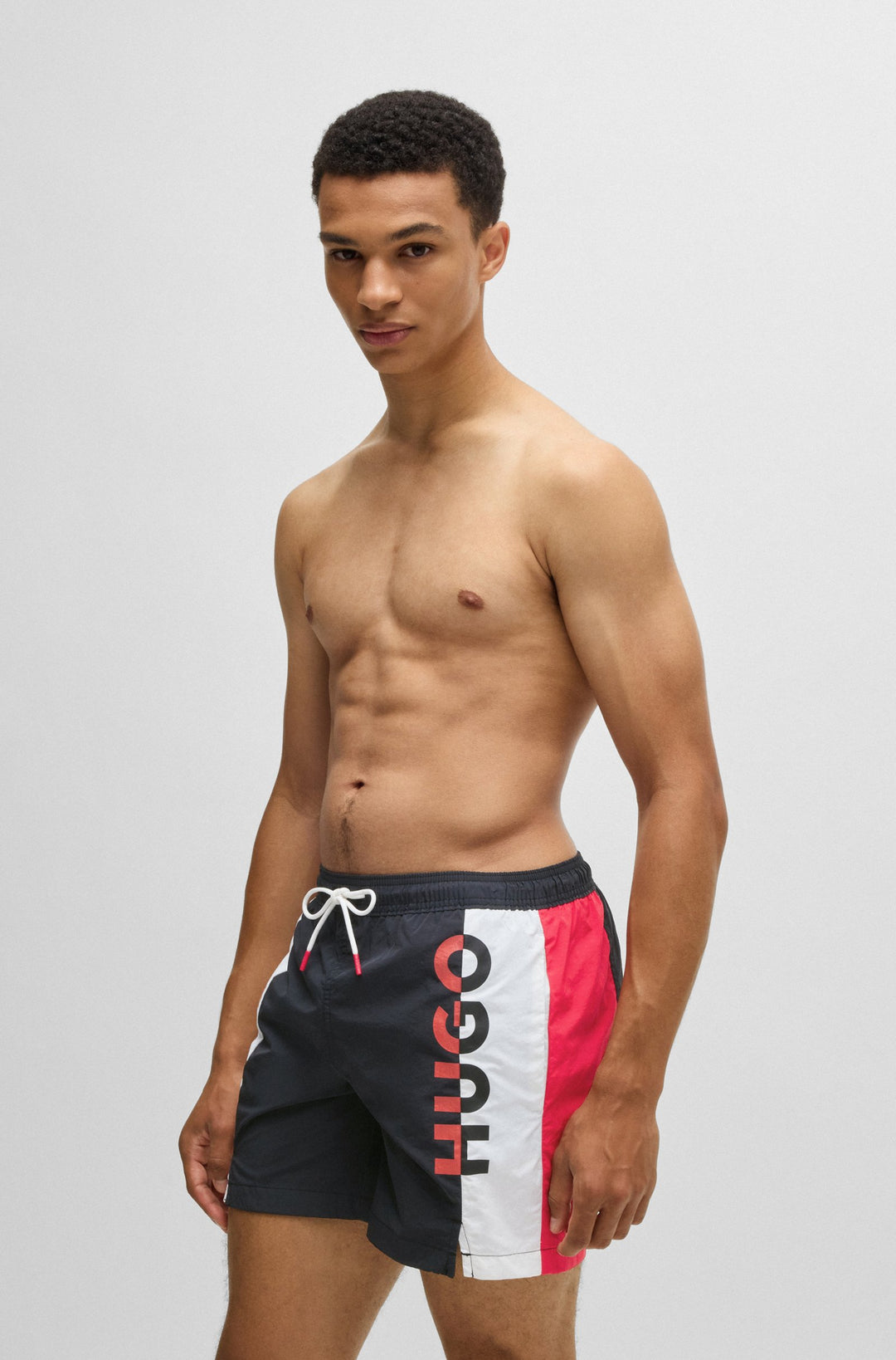 Hugo Color-blocked swim shorts with two-tone logo