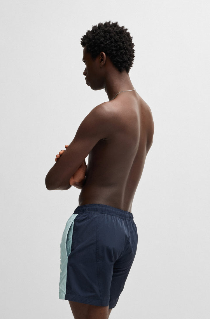 Hugo Color-blocked swim shorts with two-tone logo