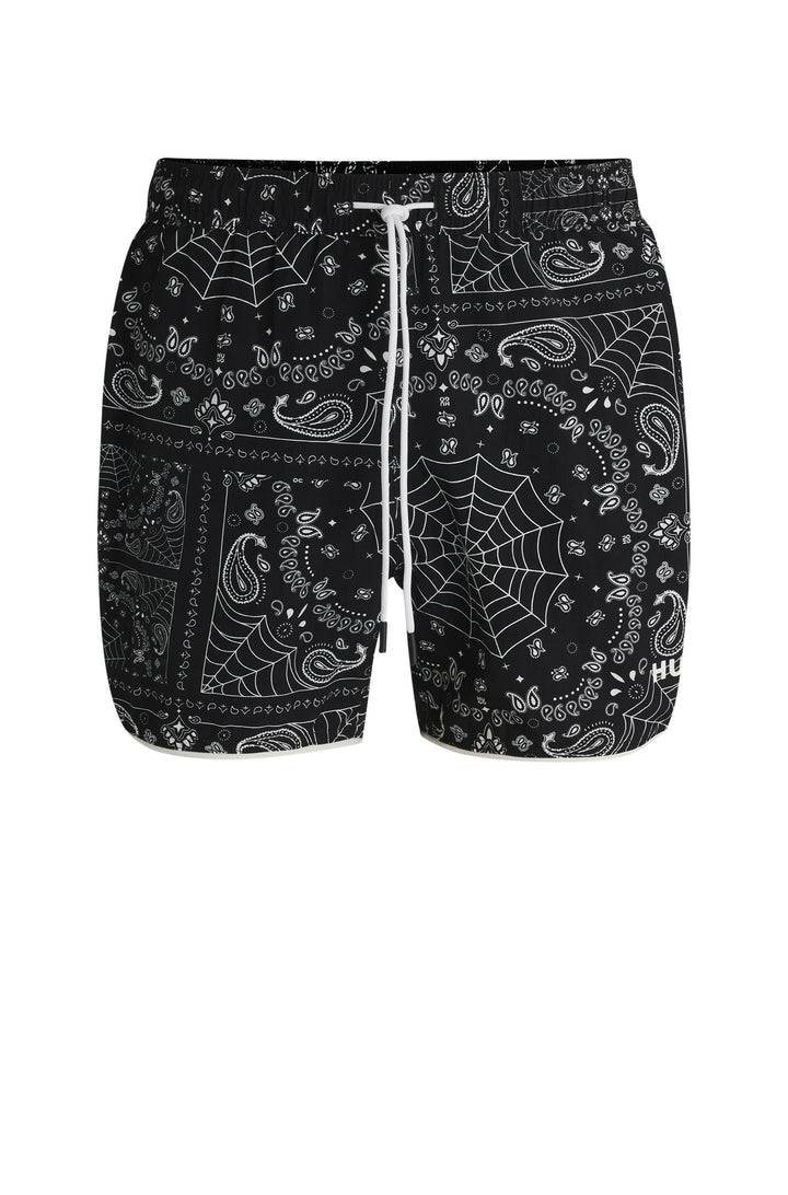 Hugo Seasonal-print swim shorts with round hem