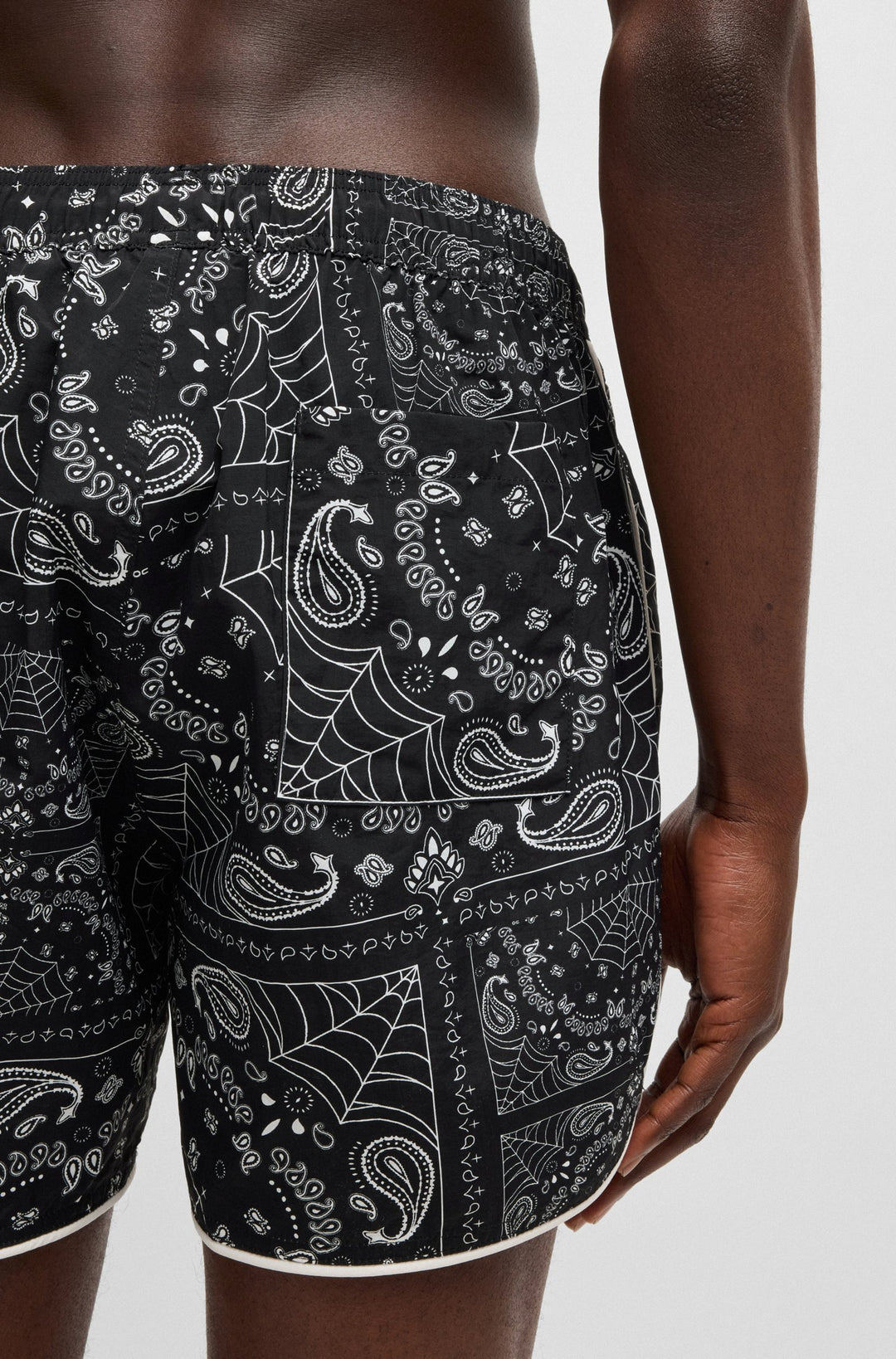 Hugo Seasonal-print swim shorts with round hem