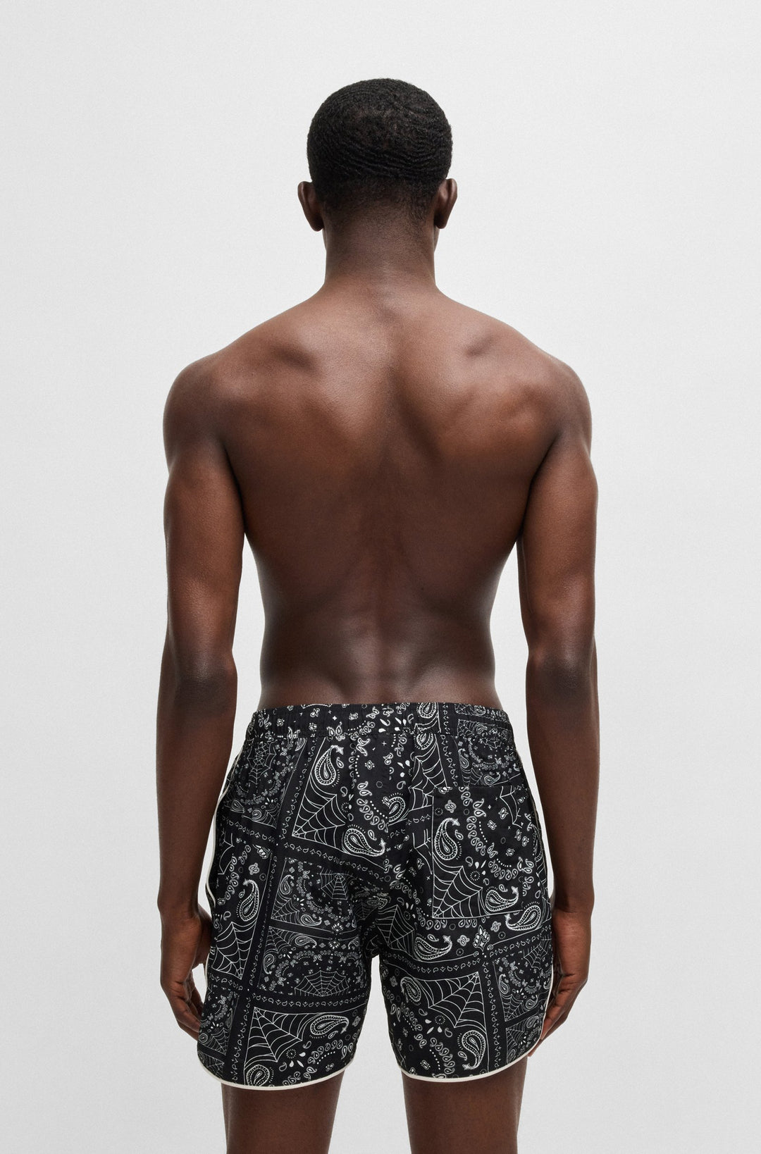 Hugo Seasonal-print swim shorts with round hem
