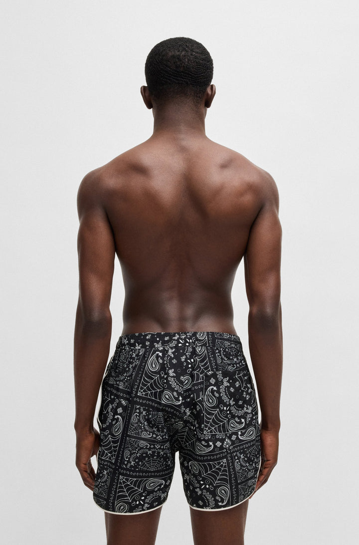 Hugo Seasonal-print swim shorts with round hem