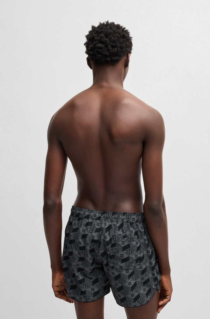 Hugo Seasonal-print swim shorts with round hem