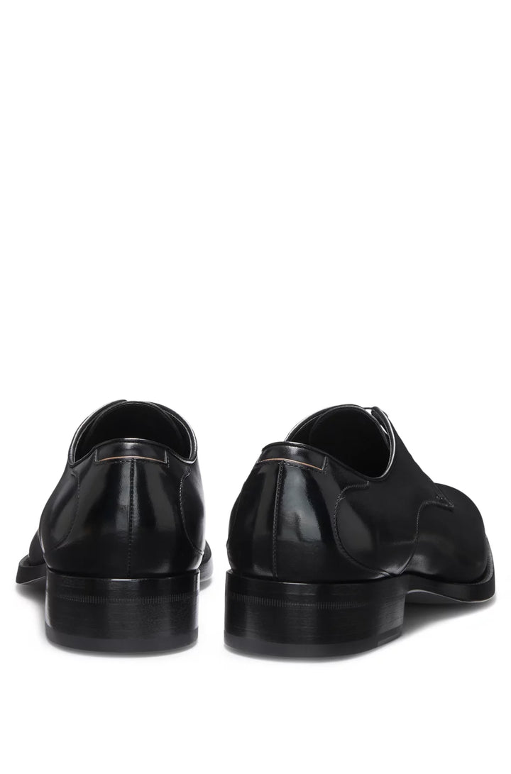 Boss Burnished-leather Derby shoes with stitch details