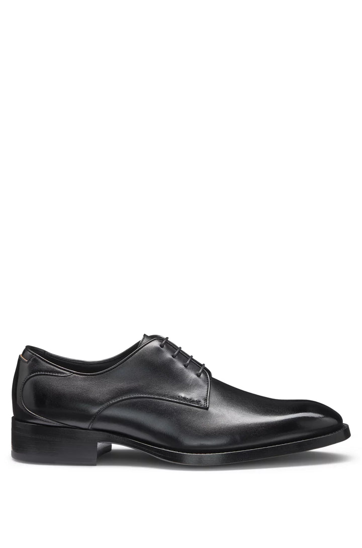 Boss Burnished-leather Derby shoes with stitch details