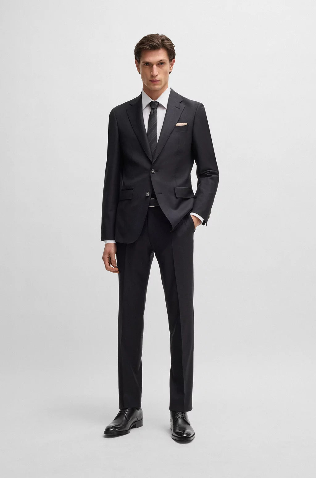 Boss Burnished-leather Derby shoes with stitch details