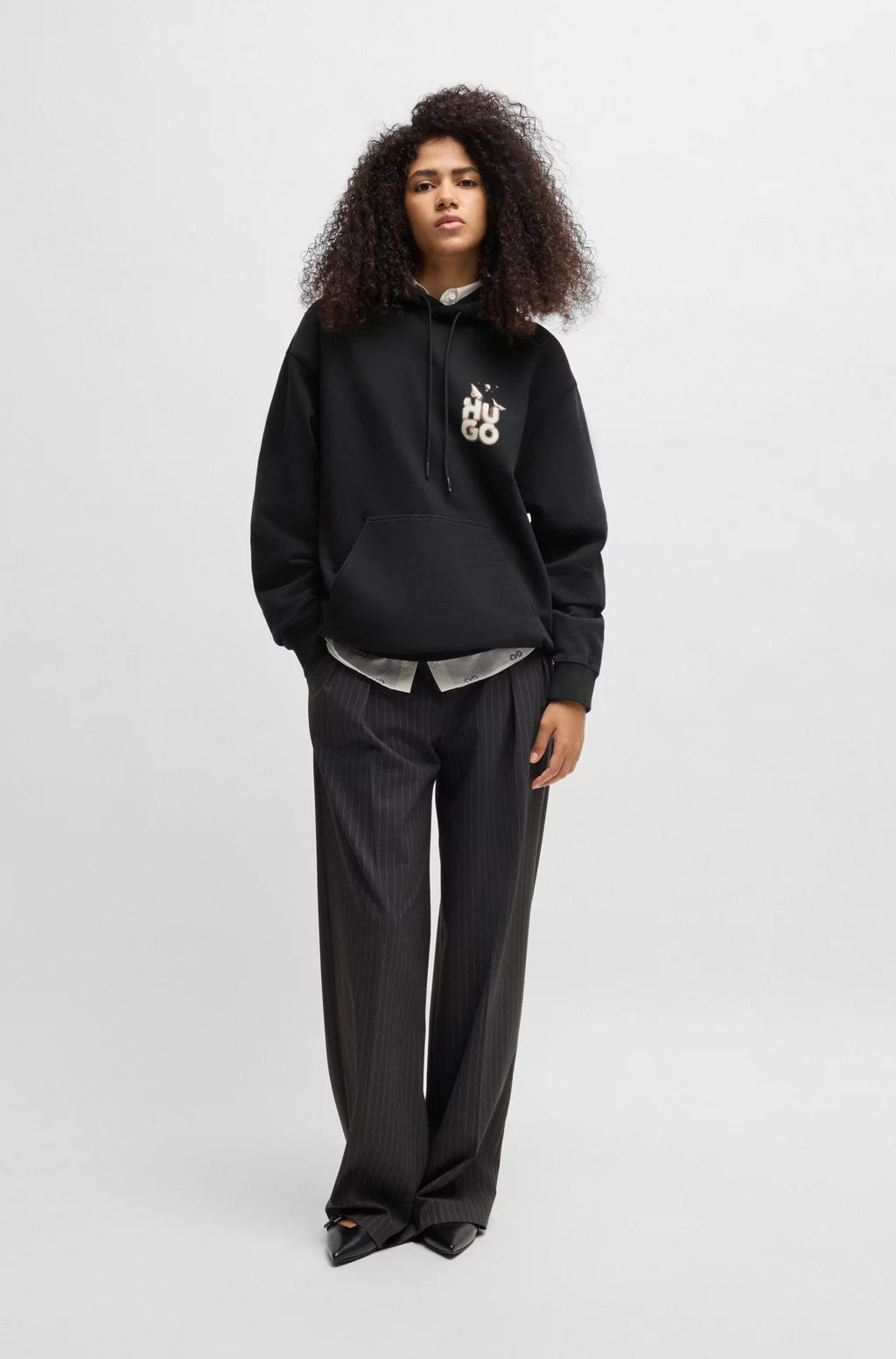 HUGO RELAXED-FIT HOODIE IN FRENCH TERRY WITH SEASONAL ARTWORK
