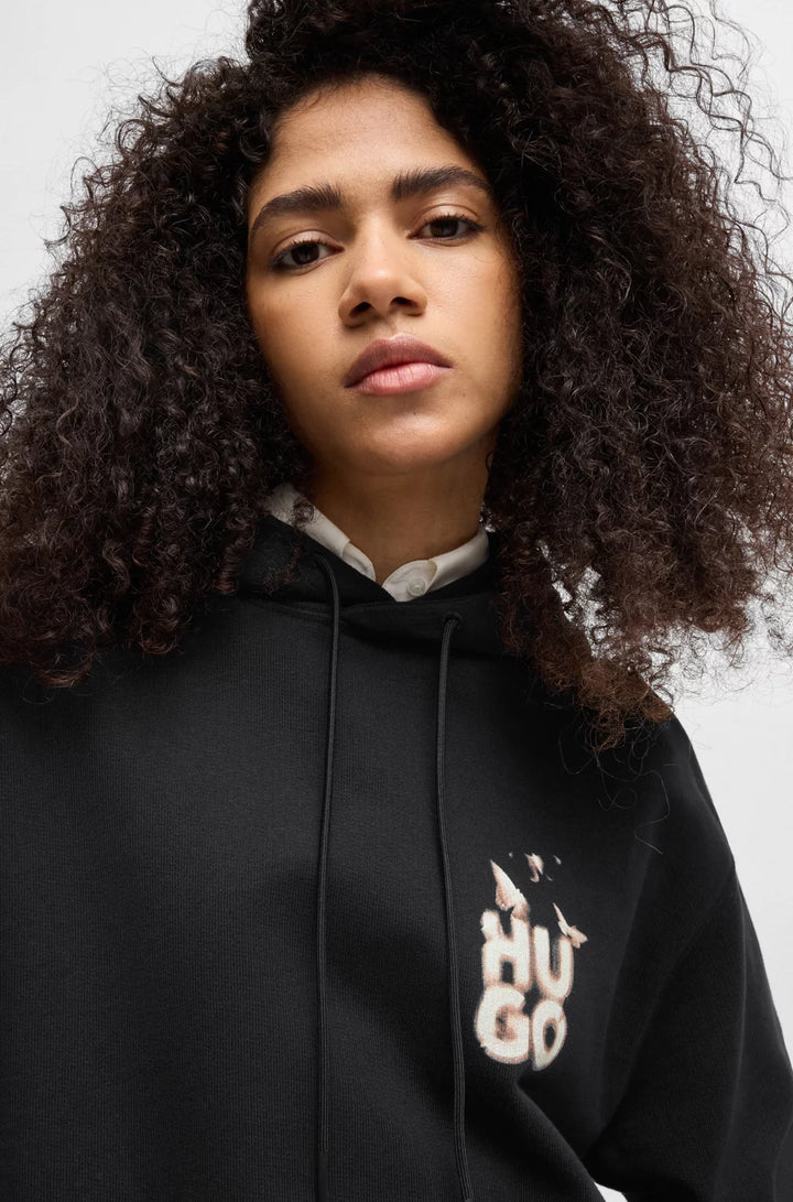 HUGO RELAXED-FIT HOODIE IN FRENCH TERRY WITH SEASONAL ARTWORK