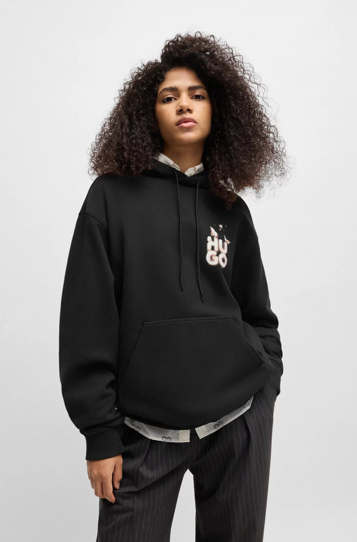 HUGO RELAXED-FIT HOODIE IN FRENCH TERRY WITH SEASONAL ARTWORK