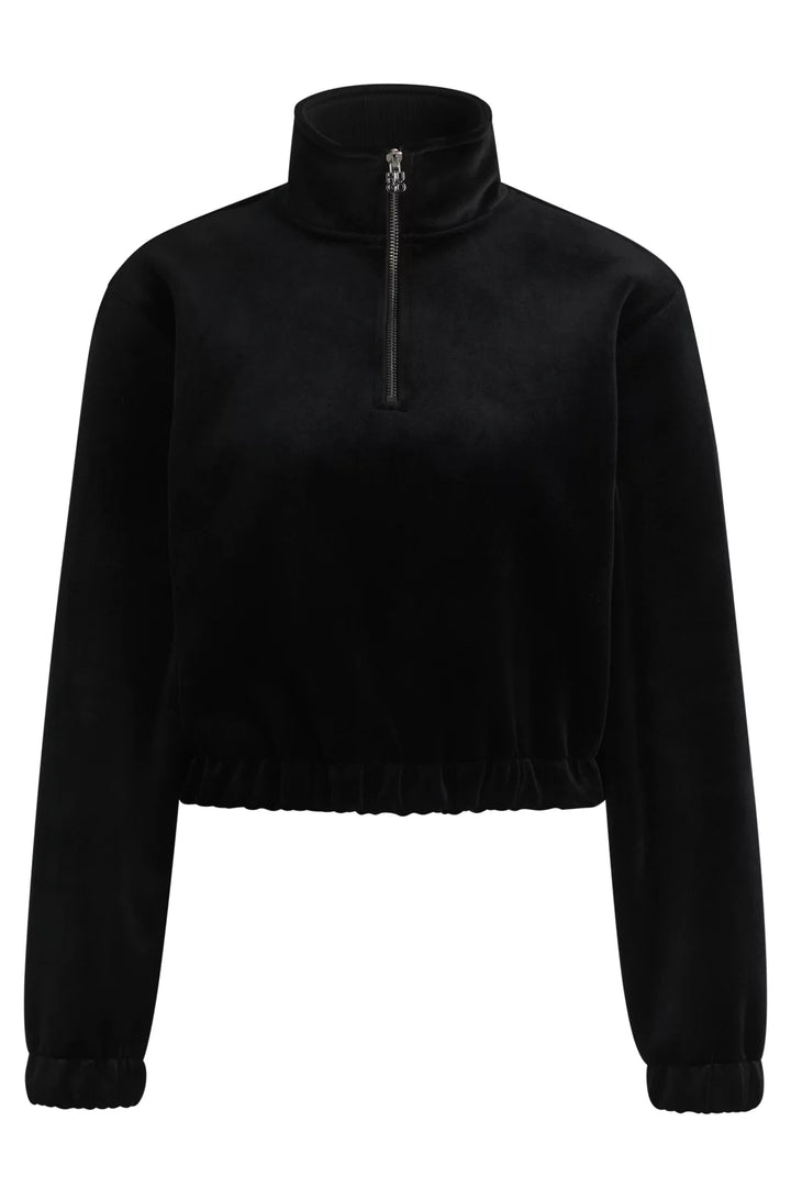 HUGO RELAXED-FIT ZIP-NECK SWEATSHIRT IN STRETCH VELVET