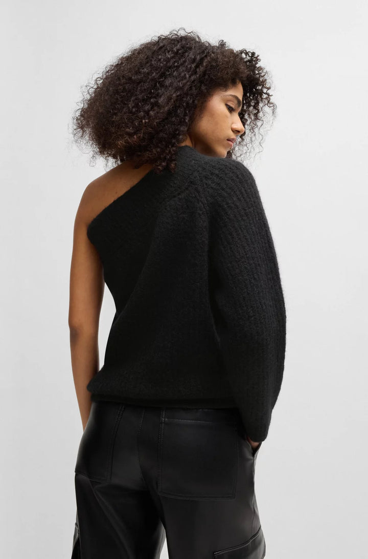 HUGO ONE-SHOULDER REGULAR-FIT SWEATER WITH KNITTED STRUCTURE