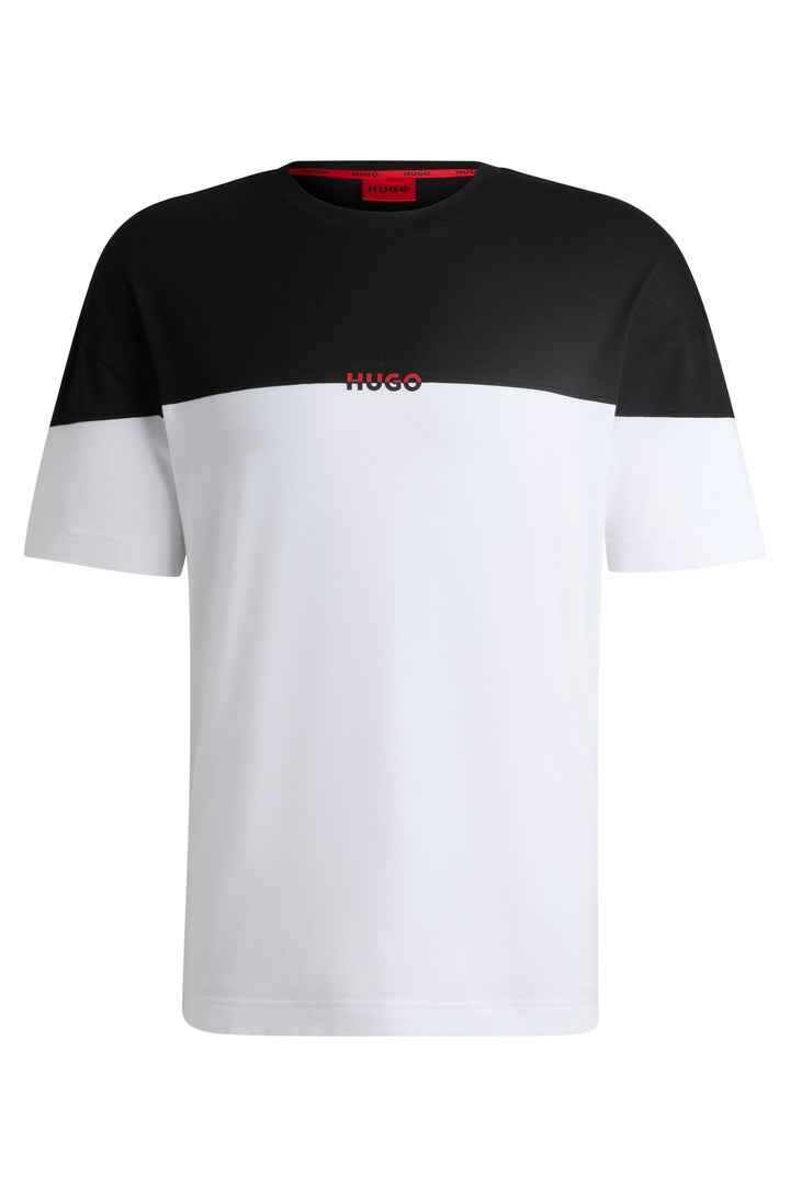 Hugo Stretch-cotton pajama T-shirt with color-blocking