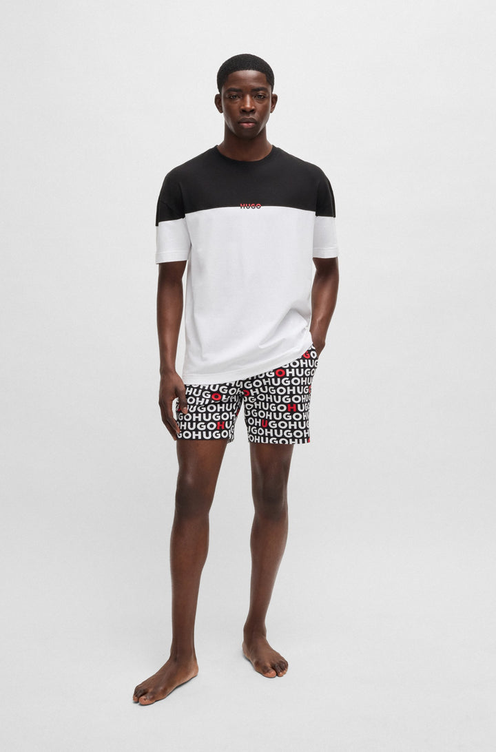 Hugo Stretch-cotton pajama T-shirt with color-blocking