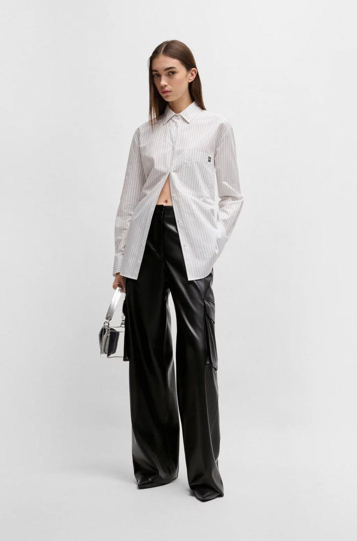 HUGO LOOSE-FIT CARGO TROUSERS IN FAUX LEATHER