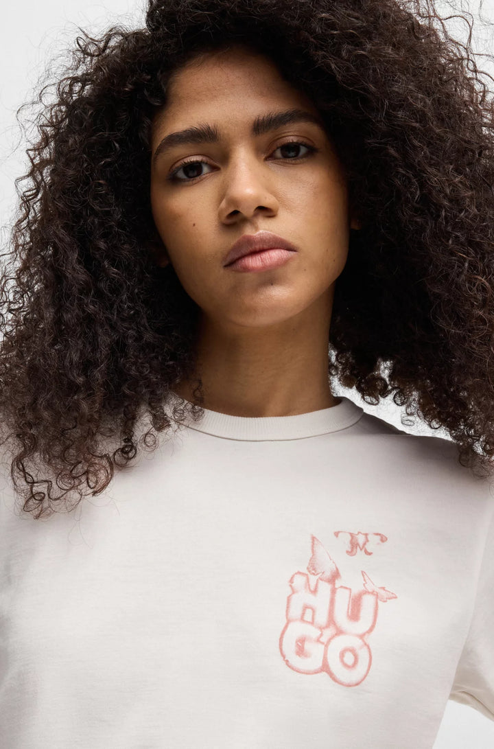 HUGO Cotton T-shirt with seasonal graphic print