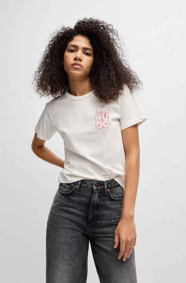 HUGO Cotton T-shirt with seasonal graphic print