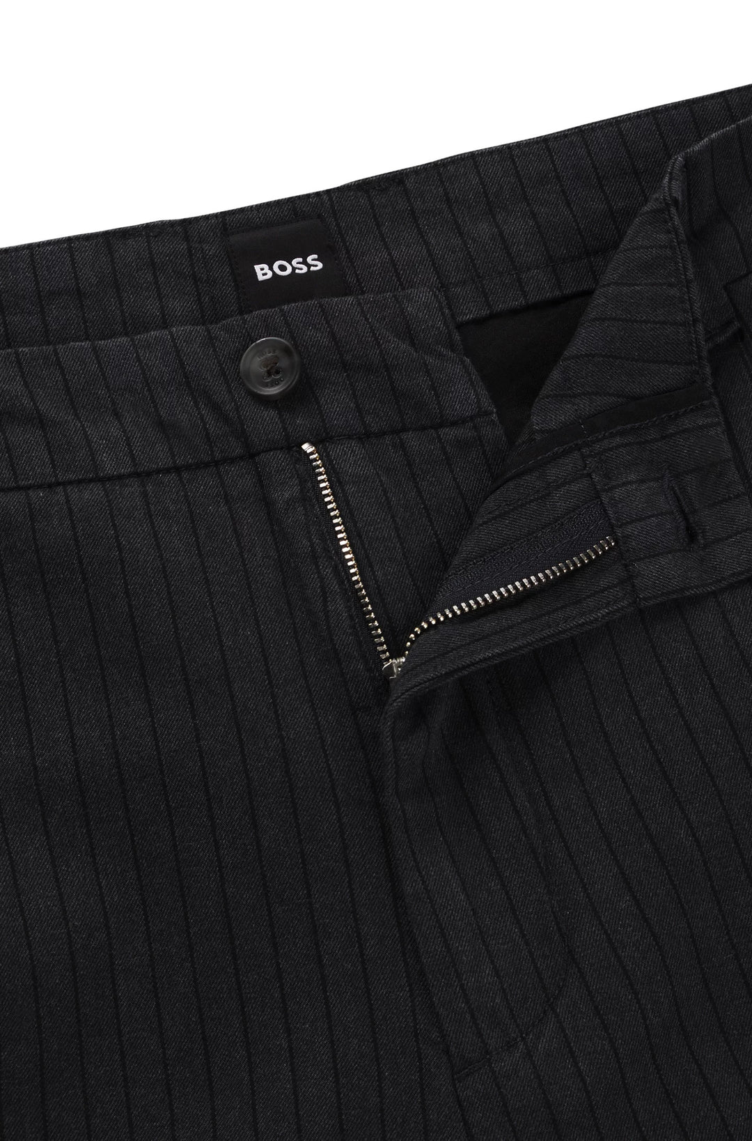 Boss Tapered-fit trousers in striped brushed cotton