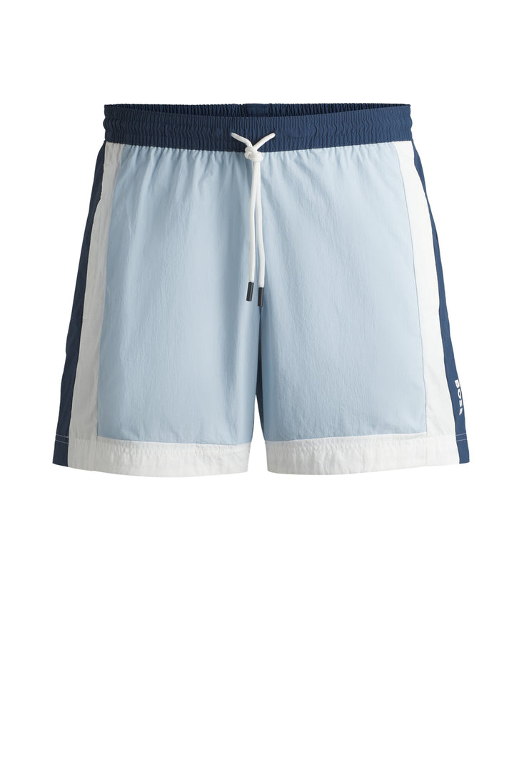 Boss Color-block swim shorts with printed logo