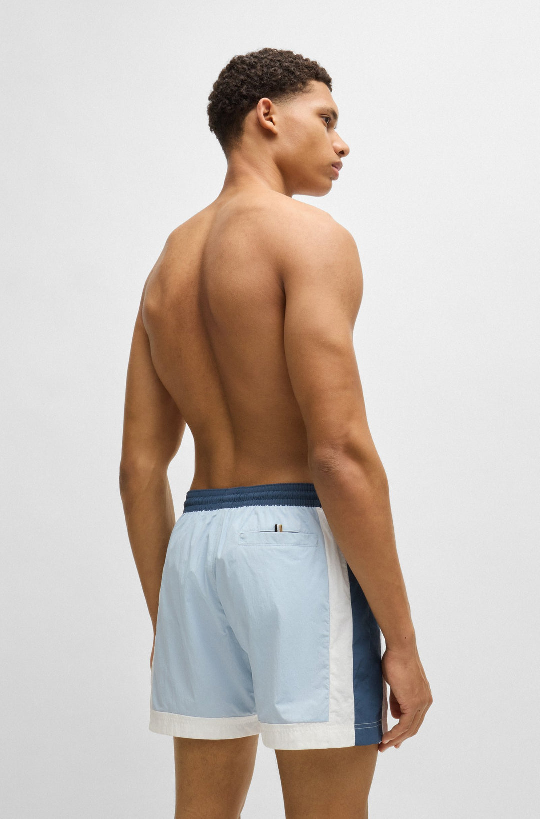 Boss Color-block swim shorts with printed logo
