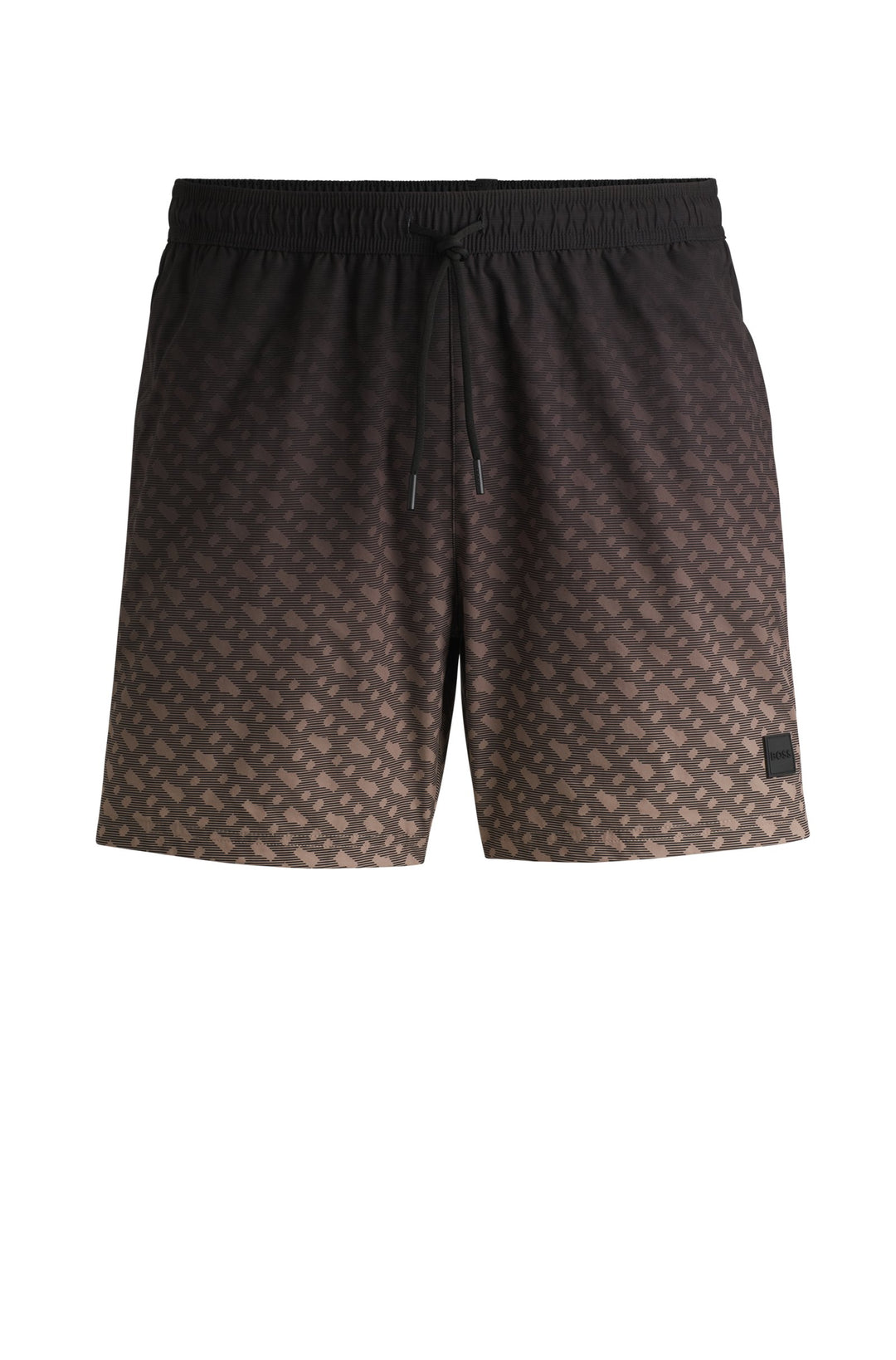 Boss Logo-badge swim shorts with degradé monogram print