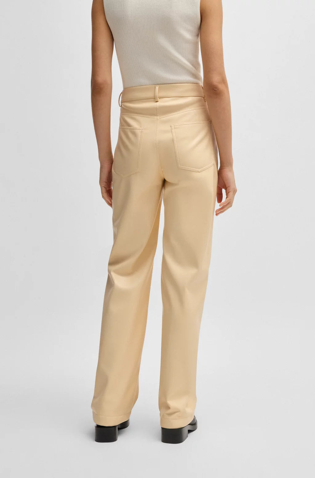 BOSS FIVE-POCKET TROUSERS IN FAUX LEATHER