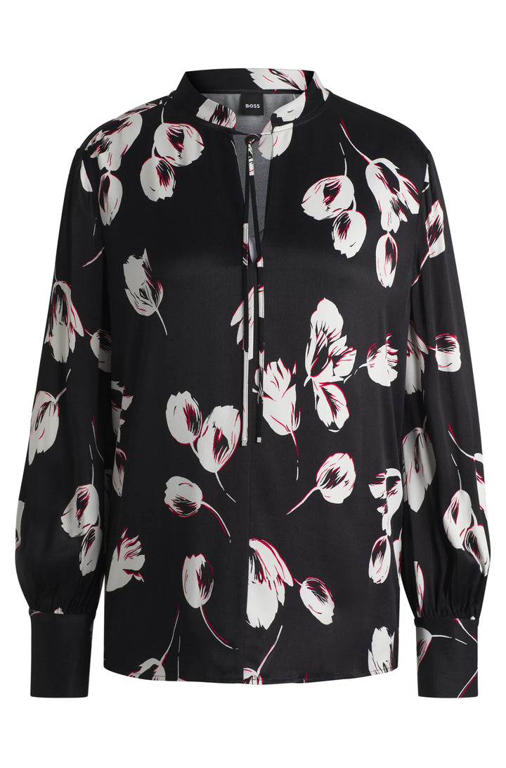 BOSS Relaxed-fit blouse with tulip print