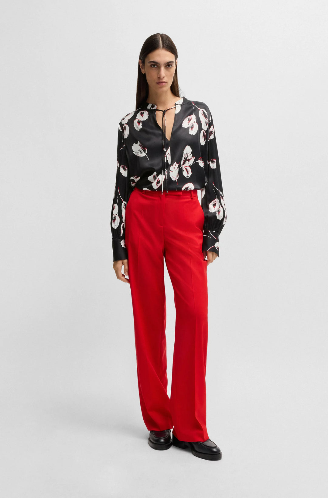 BOSS Relaxed-fit blouse with tulip print