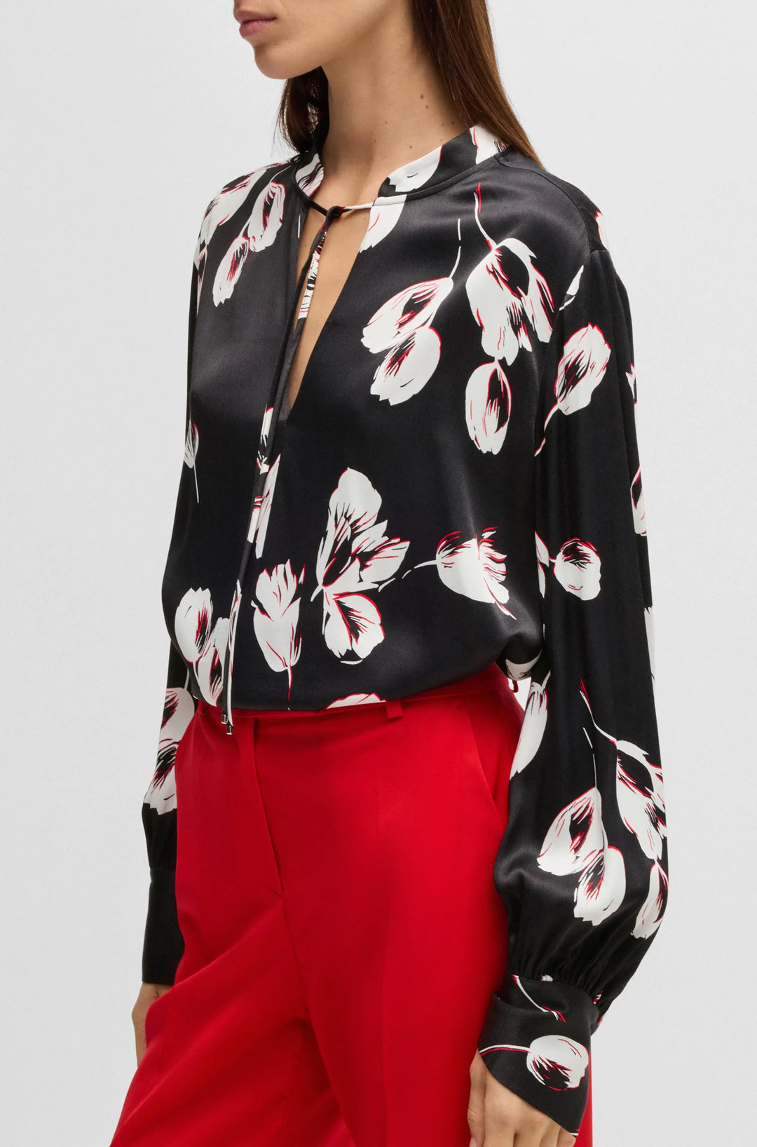 BOSS Relaxed-fit blouse with tulip print