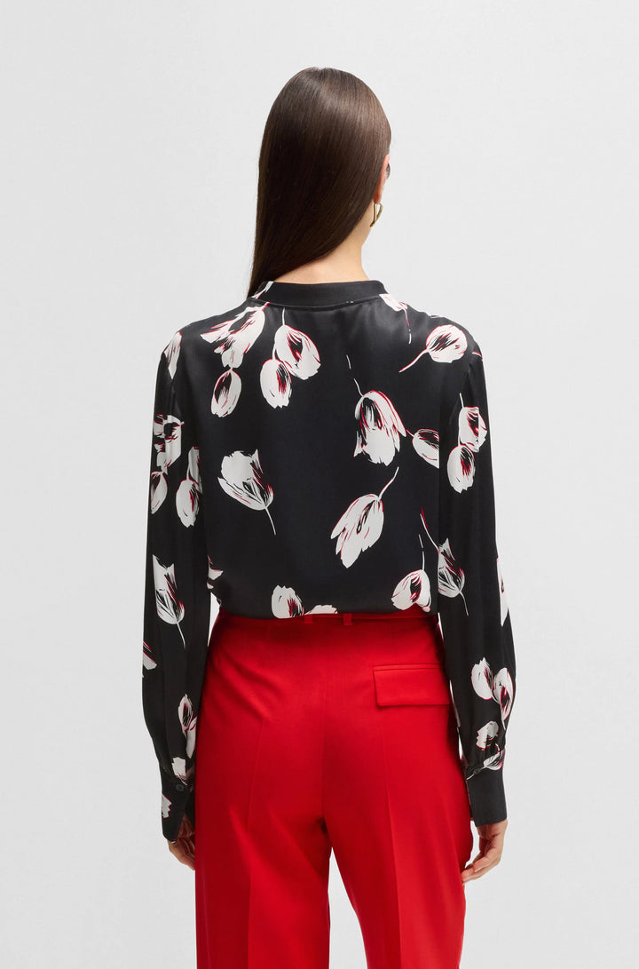 BOSS Relaxed-fit blouse with tulip print