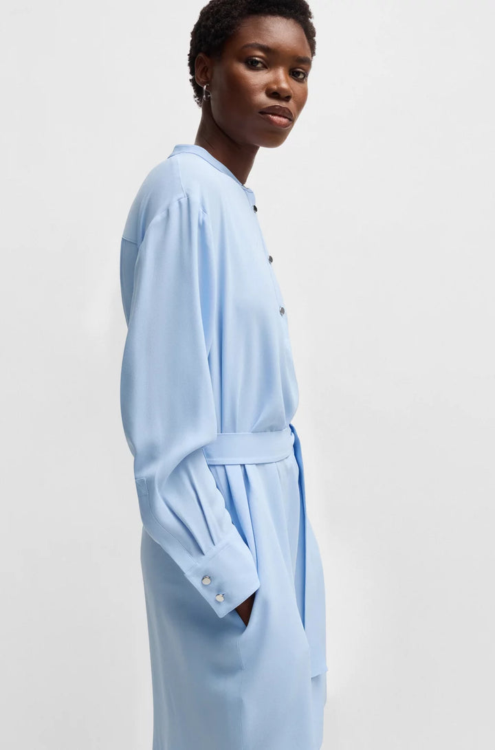 BOSS BELTED DRESS WITH SNAP PLACKET