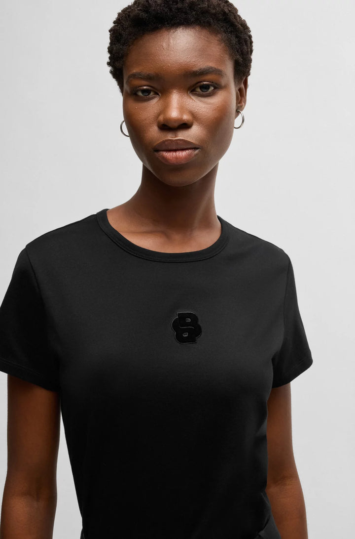 BOSS Mercerized-cotton T-shirt with Double B monogram