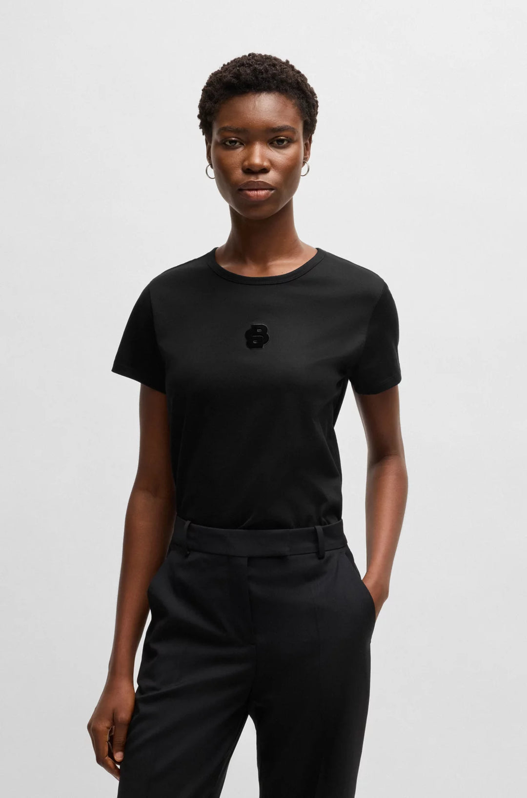BOSS Mercerized-cotton T-shirt with Double B monogram