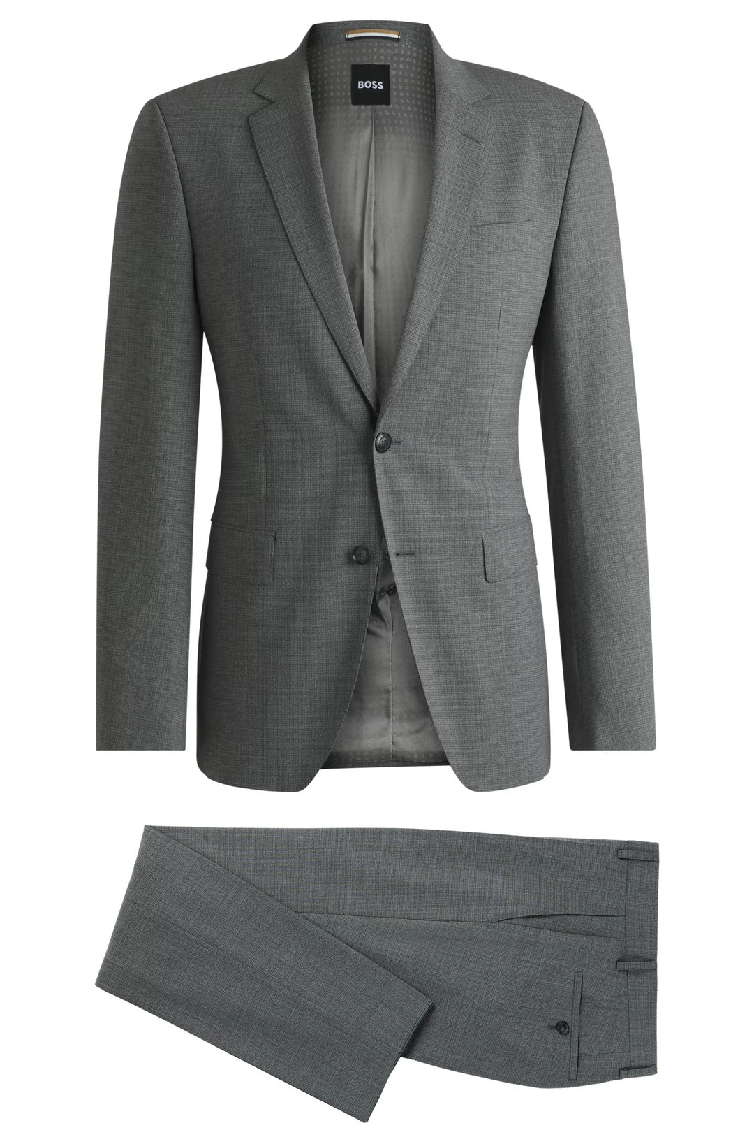Boss Slim-fit suit in micro-patterned stretch cloth