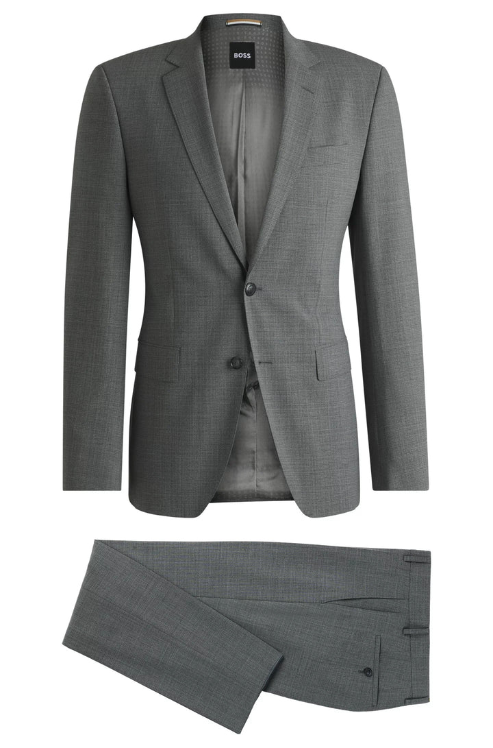Boss Slim-fit suit in micro-patterned stretch cloth