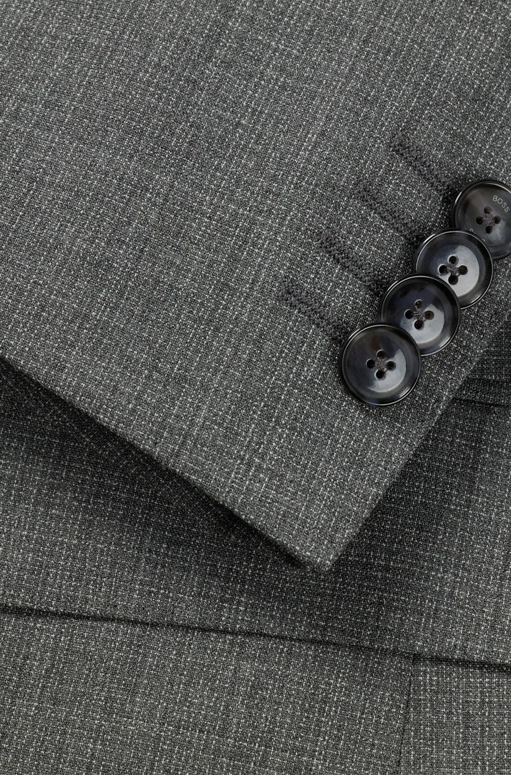 Boss Slim-fit suit in micro-patterned stretch cloth