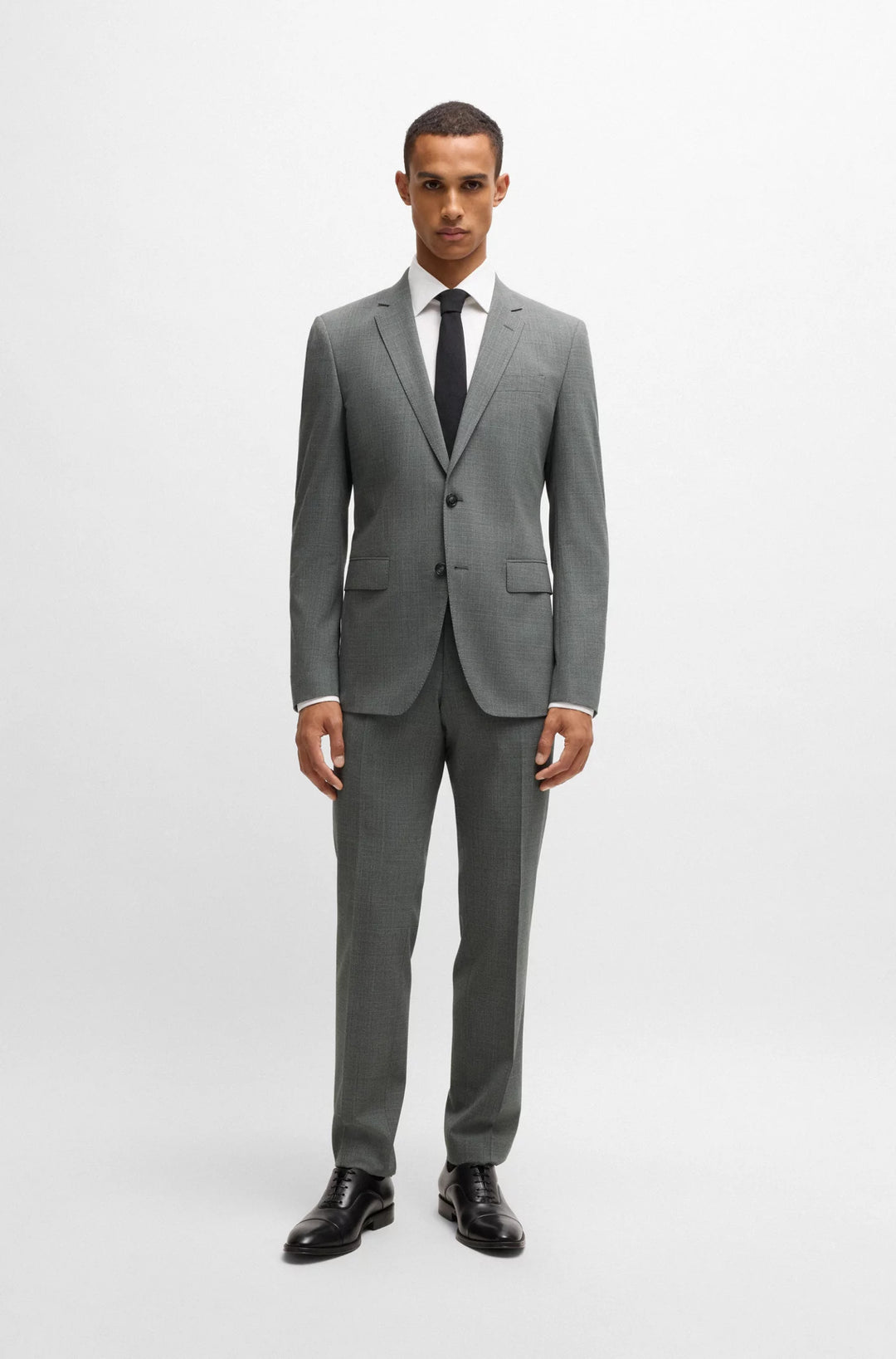 Boss Slim-fit suit in micro-patterned stretch cloth