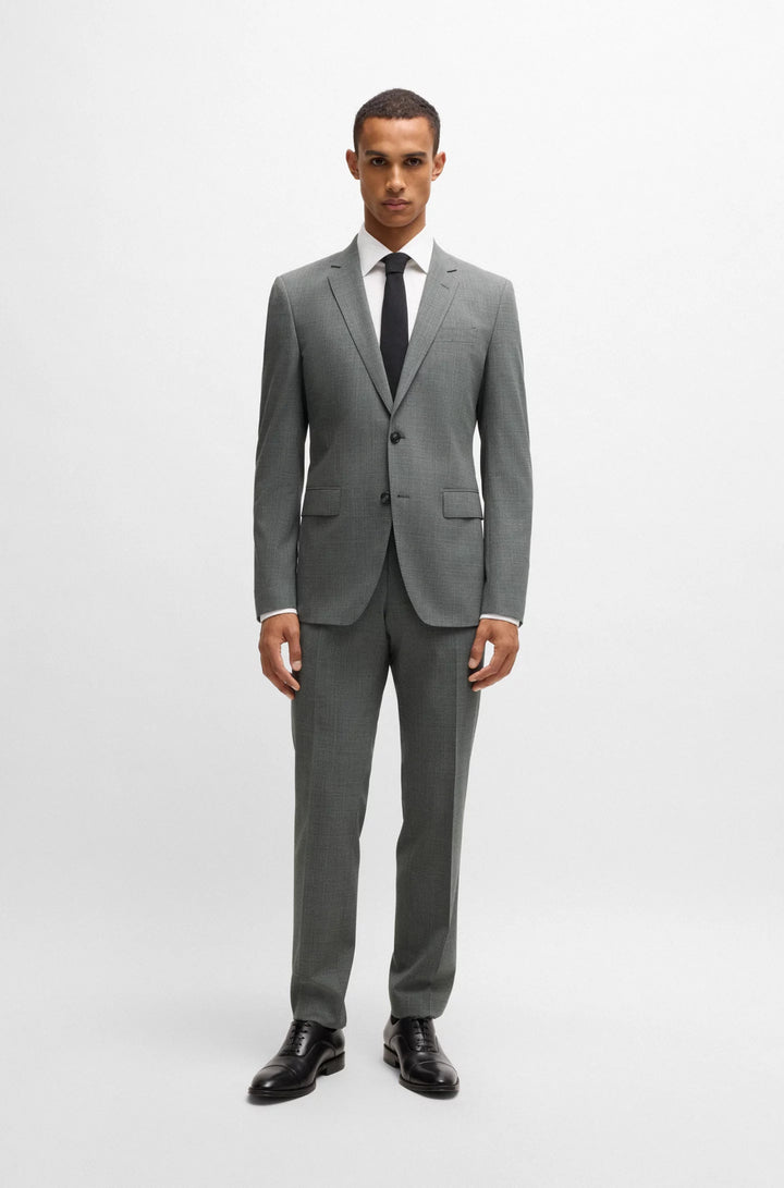Boss Slim-fit suit in micro-patterned stretch cloth