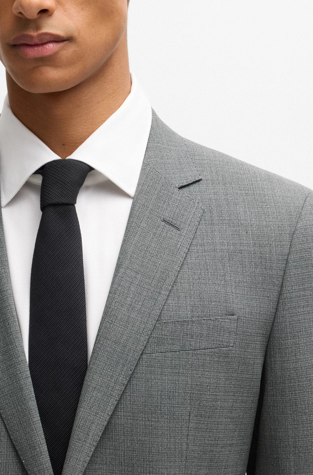 Boss Slim-fit suit in micro-patterned stretch cloth