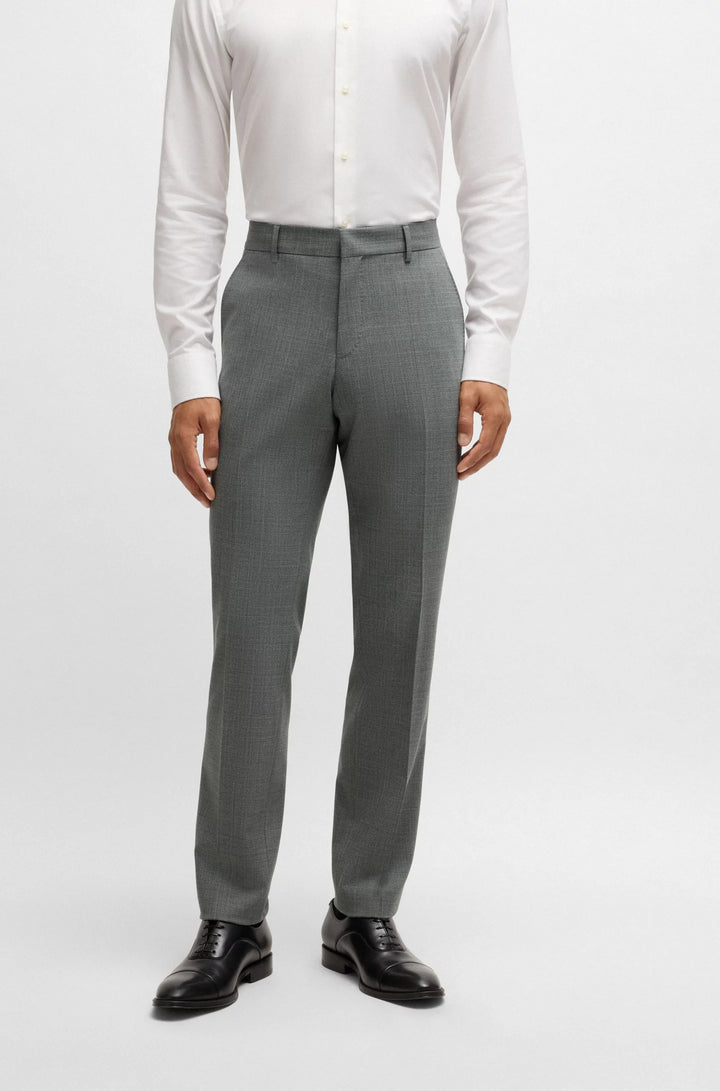 Boss Slim-fit suit in micro-patterned stretch cloth