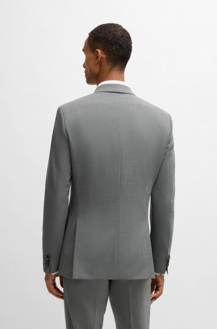 Boss Slim-fit suit in micro-patterned stretch cloth